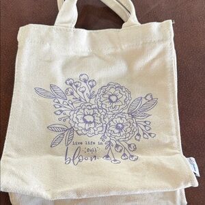 Canvas Tote Bag with Purple Floral Print